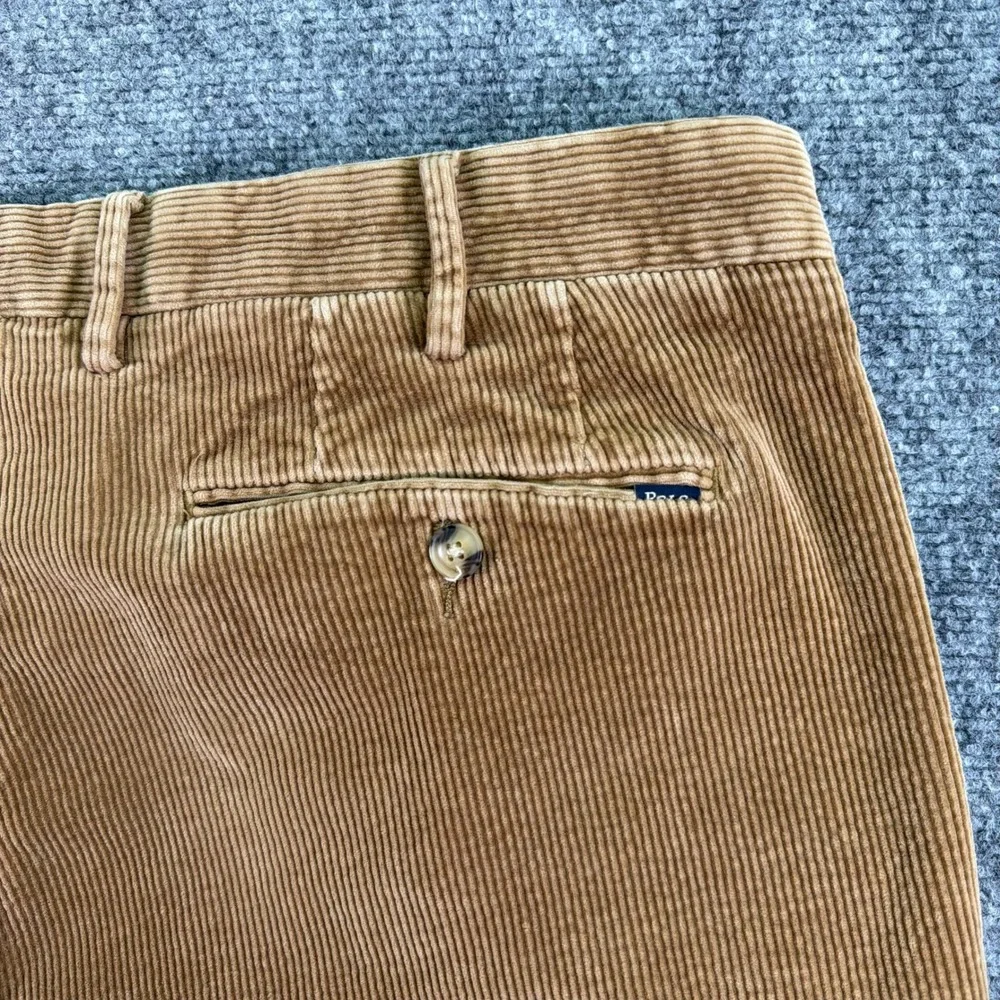 Polo Ralph Lauren Pants Mens 38x30 (Fits 38x27) Tan Corduroy Stretch Classic Fit